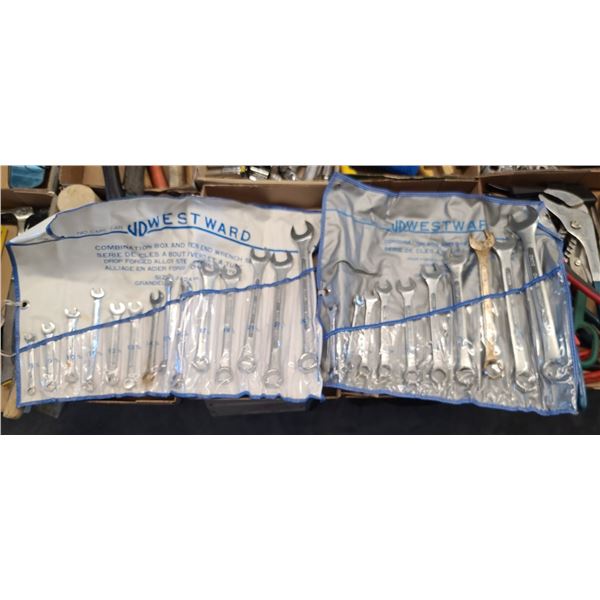 2- WESTWARD COMBINATION BOX & OPEN END WRENCH (ROLLED) SETS 1-METRIC; 1-IMPERIAL