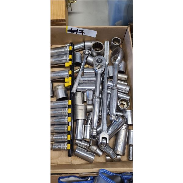 FLAT OF ASSORT. SOCKET WRENCHES, ADAPTORS, ENDS, ETC.