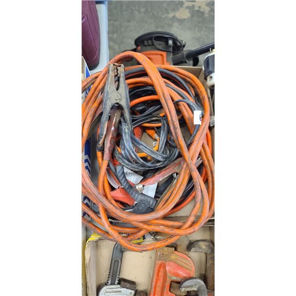 FLAT ASSORTED BOOSTER CABLES VEHICLES & HEAVY MACHINE.