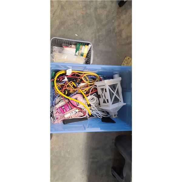 BLUE BIN ASSORT. LINE, BUNGEE & CAMPING/CRAFT CORDS & HATCHET