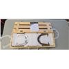 Image 5 : "SPORTCRAFT" STEEL  SILVER & GOLD -HORSE SHOES GAME SET (INCLUDES: STAKE PINS & WOOD CARRYING CRATE
