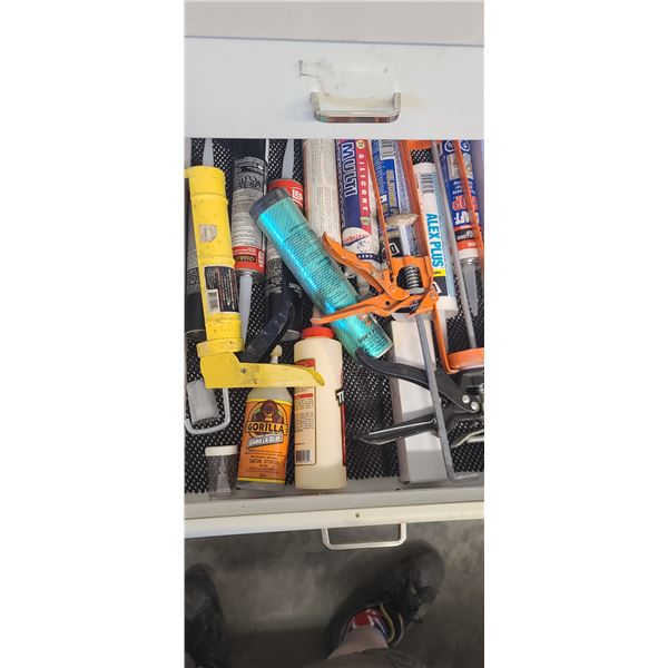 ASSORTMENT OF ADHESSIVES, LUBES CAULKING,