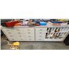 Image 8 : SOLID STEEL PARTITIONED WORKBENCH DOUBLE SIDED WITH DRAWER AND CUBBYS COMES ON HEAVY DUTY CASTERS AN