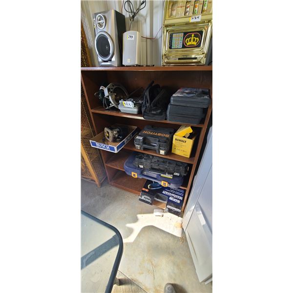 TWO SHELVES - ONE WOODEN, ONE PLASTIC