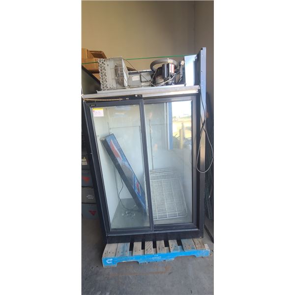 COMMERCIAL DOUBLE GLASS DOOR PEPSI FRIDGE - LOCATED IN DAYSLAND