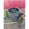 Image 3 : TWO LOG STYLE PLANTERS, ROOSTER AND TURTLE PLANT POTS