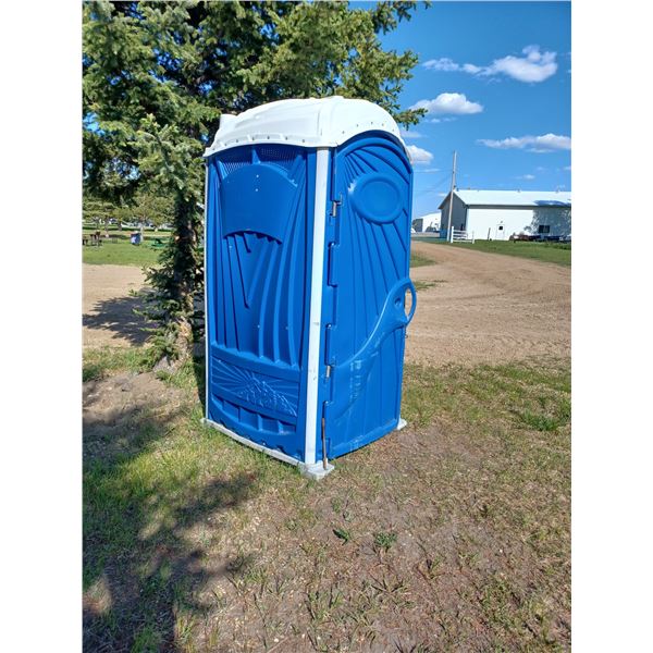 BLUE PLASTIC POLY OUTHOUSE