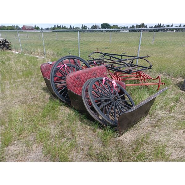 INTERCHANGABLE SLEIGH, WAGON HORSE CARRIAGE (SINGLE LEAF) FIBERGLASS BODY 16 SPOKE WOOD WHEELS