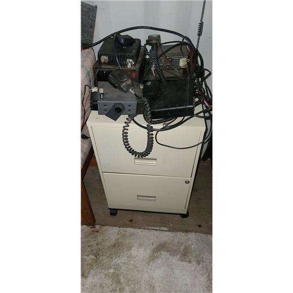 2 DRAWR FILE CABINET & ASSORTED: CB RADIOS