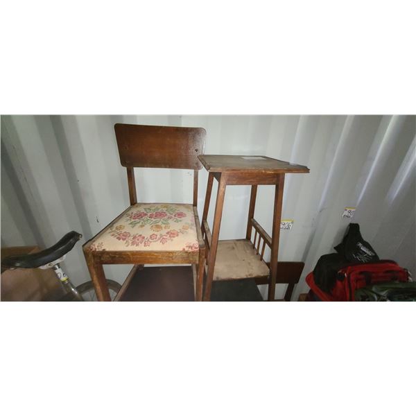 2 ANTIQUE CHAIRS & ANTIQUE PLANT STAND