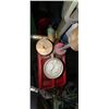 Image 3 : 5 GAL. TANK W/ PUMP & PRESSURE GAUGE (FULL OF UNKNOWN) & PLASTIC TOOL BOX W/ MISC. GREASY TOOLS
