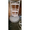 Image 3 : 2- TABLE SETS (1 WICKER W/ CORNER STAND; 1 CAST IRON W/ 2 CHAIRS)