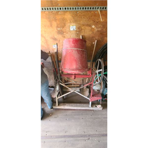 CEMENT MIXER ELECTRIC & 4-SPADE SHOVELS