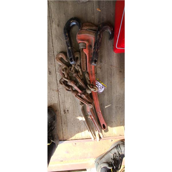 3-37000 LBS. BOOMERS; 36" PIPE WRENCH & 2-TRUCK HOOKS