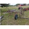 ANTIQUE RAKE ON STEEL WHEELS & 2 WHEELED DRAW BARS