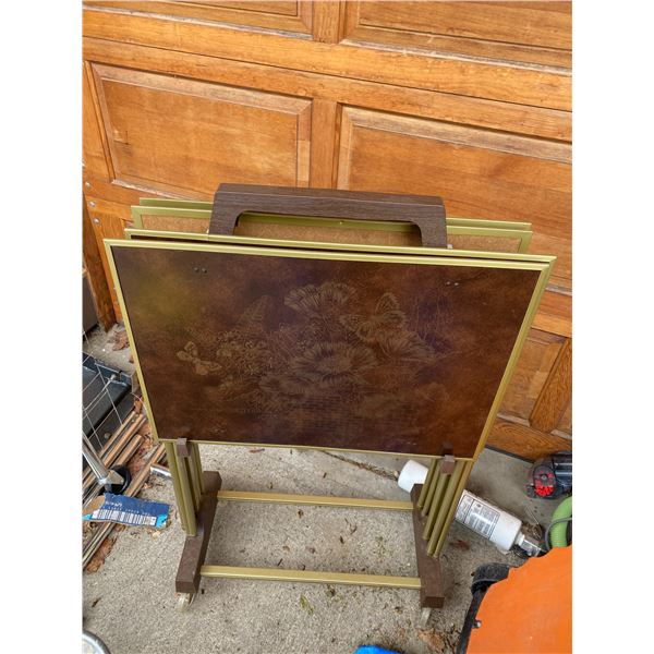 Set of TV trays on stand