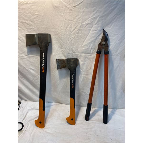 Two fiskars axes and other