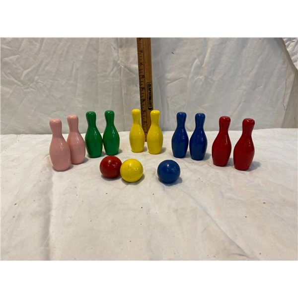 Mini bowling pins etc wood