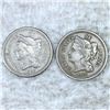 1866 & 65 Nickel Three Cent ABOUT UNCIRCULATED