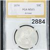 Image 1 : 1874 Arrows Seated Liberty Half Dollar PGA - MS65