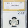 Image 1 : 1911-S Barber Dime PGA - MS64+