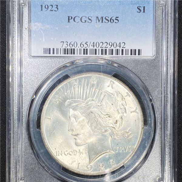 1923 Silver Peace Dollar PCGS - MS65