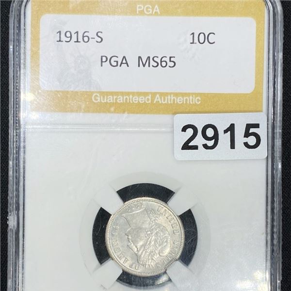 1916-S Barber Dime PGA - MS65