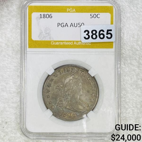 1806 50C Draped Bust PGA AU50