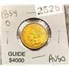 Image 1 : 1854-O $3 Gold Piece ABOUT UNCIRCULATED