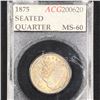 Image 1 : 1875 Seated Liberty Quarter ACG - MS60