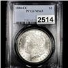 Image 1 : 1884-CC Morgan Silver Dollar PCGS - MS63