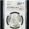 Image 1 : 1891 Morgan Silver Dollar NGC - MS62