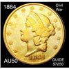 Image 1 : 1864 $20 Gold Double Eagle ABOUT UNCIRCULATED