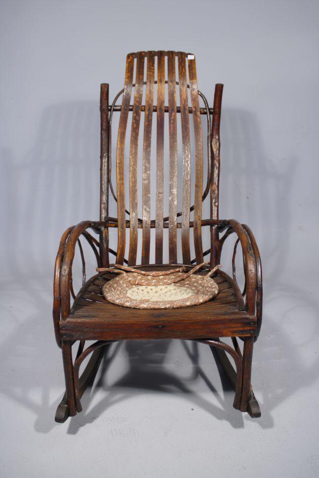 A Bent Willow Adirondack Style Rocking Chair.