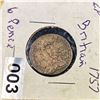 Image 1 : 1757 British 6 Pence LIGHTLY CIRCULATED