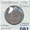 Image 1 : 1799 Great Britain 1/2 Pence UNCIRCULATED