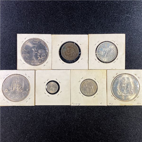 Bag of Misc Foreign Coins /w Silver, x7 UNCIRCULA