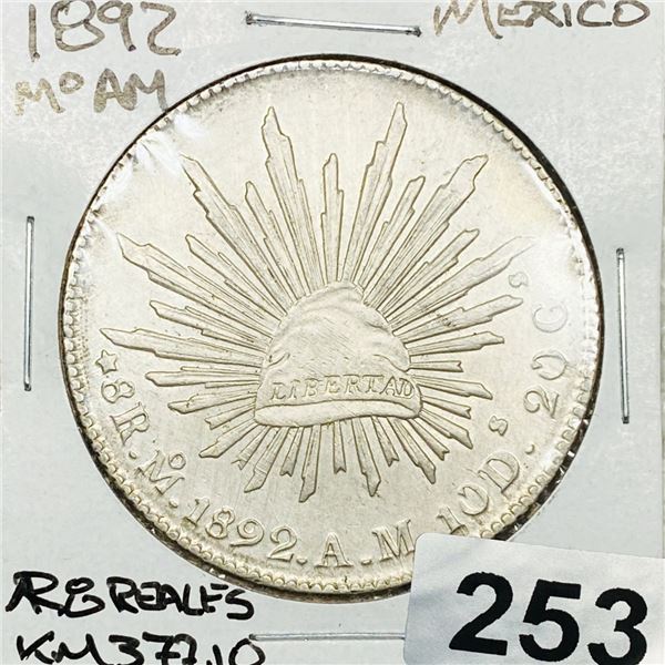 1892 Mexico 8 Reales CLOSELY UNCIRCULATED