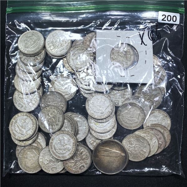 Bag of Silver Foreign Coins, x66 CLOSELY UNCIRCUL