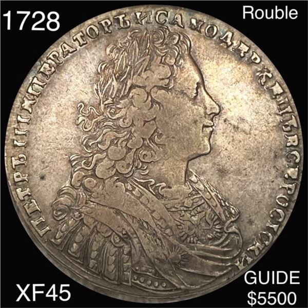 1728 Russian Empire Rouble LIGHTLY CIRCULATED