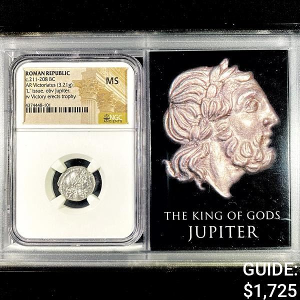 211-208 BC Rmn Rupub AR Victoriatus NGC - MS