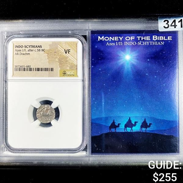 c.58 BC Indo-Scythians AR Drachm NGC - VF