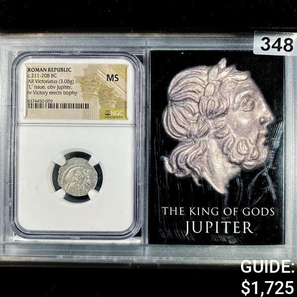211-208 BC Rmn Rupub AR Victoriatus NGC - MS