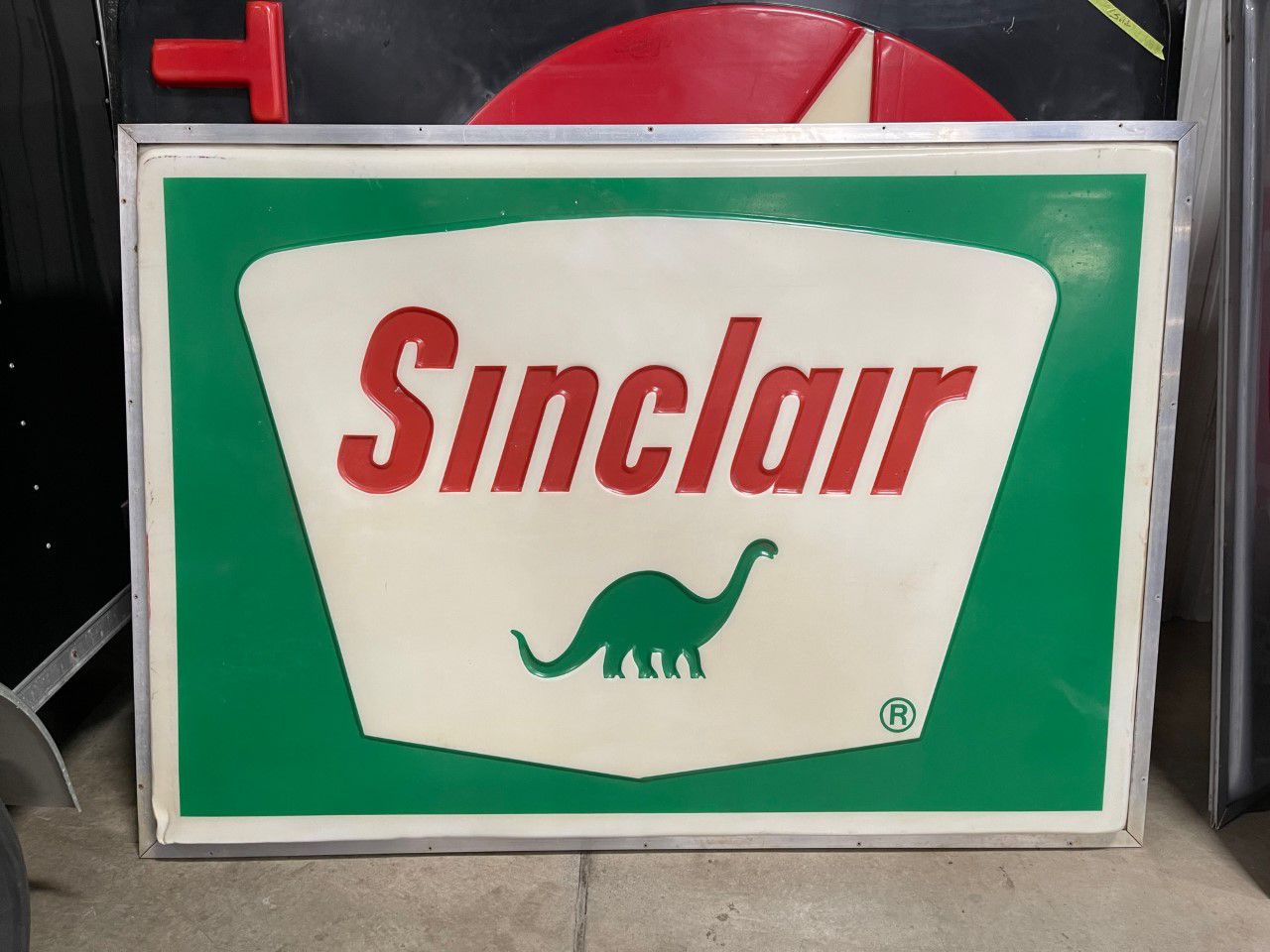 NO RESERVE ORIGINAL CONDITION ALUMINUM FRAMED SINCLAIR GAS STATION ...