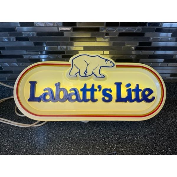 NO RESERVE LABATTS LITE BEER SIGN LIGHT UP CIRCA 1977