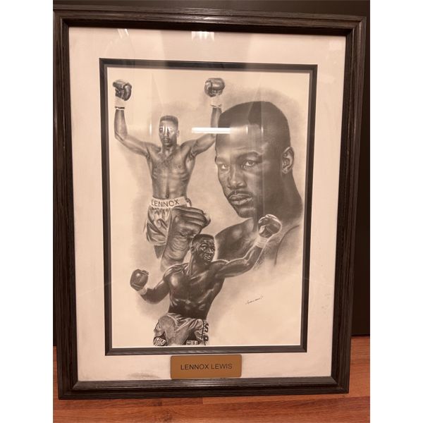 NO RESERVE LENNOX LEWIS BOXING LEGEND ARTIST SIGNED FRAMED PRINT