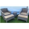 Image 1 : Qty 2 Synthetic Rattan Armchairs 28"x27"x25" w/ 2 Ottomans & Matching Table 14"Dx20"H