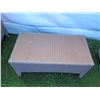 Image 15 : Qty 2 Synthetic Rattan Armchairs 28"x27"x25" w/ 2 Ottomans & Matching Table 14"Dx20"H