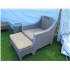 Image 22 : Qty 2 Synthetic Rattan Armchairs 28"x27"x25" w/ 2 Ottomans & Matching Table 14"Dx20"H