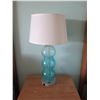 Image 2 : Qty 2 Blue Glass Bubble Lamps & White Shade 12"D x 30"H
